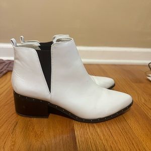 White ankle boot with small heel